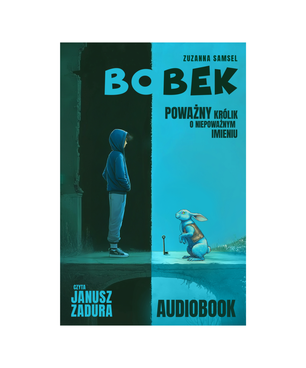 Okładka_Audiobook_Bobek powazny królik o niepowaznym imieniu Janusz Zadura